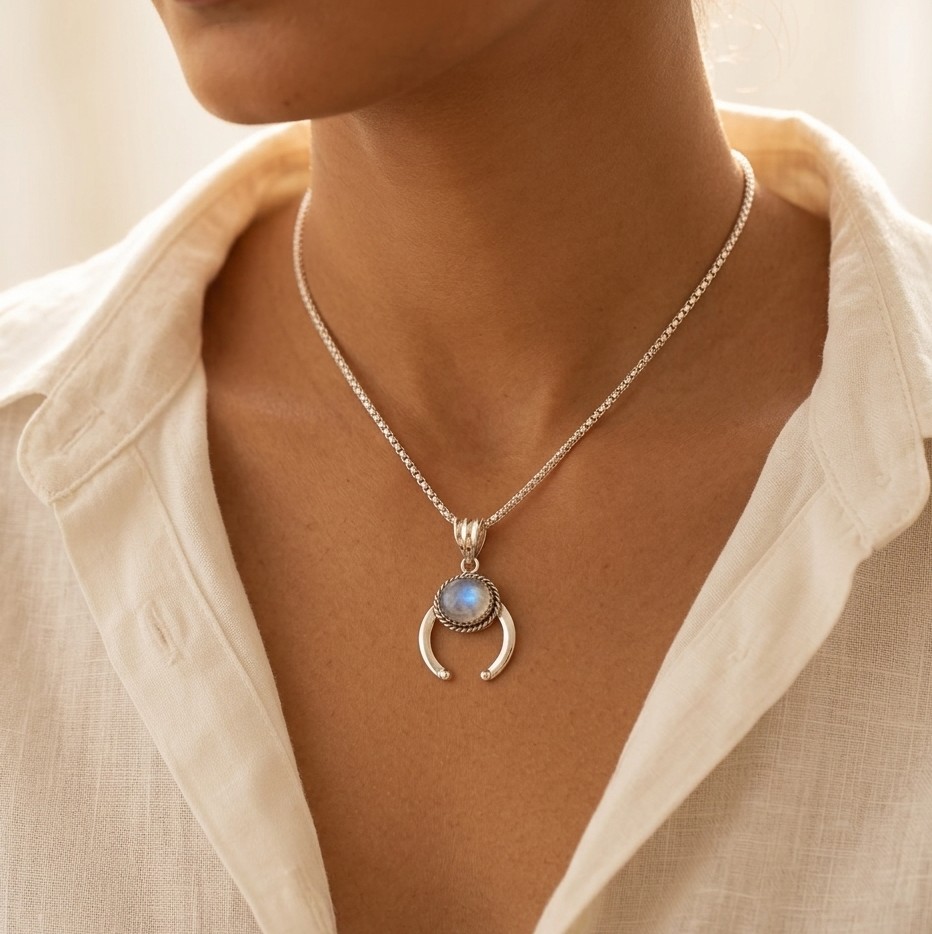 Rainbow Moonstone Naja Pendant