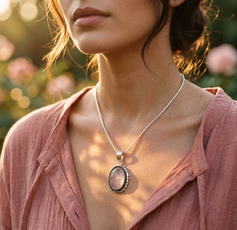 Rose Quartz Oval Pendant